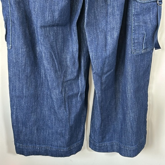 PILCRO Denim Wide Leg Cargo Jean Utility Dark Wash High Waist Organic Sz 16 - Picture 9 of 16